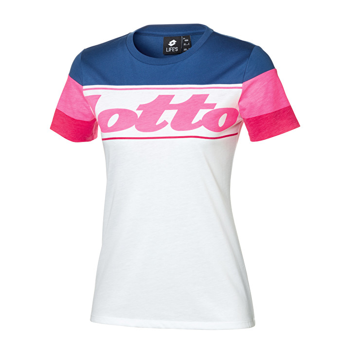 Lotto Athletica Prime Ii Js Camisetas Mujer - Blancas/Azules - Colombia OAGLJSR-15